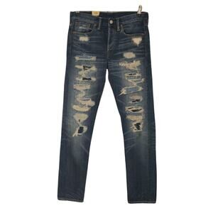 RRL Distressed Vintage Straight Leg Jeans Shuttle Woven Selvedge Denim Sz 26